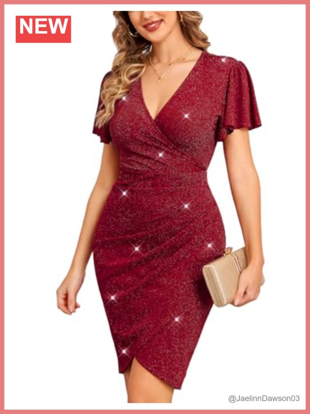 Glitter Ruched Bodycon Mini Dress V Neck Ruffle Sleeve Party Cocktail